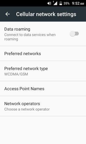 Select Preferred network type