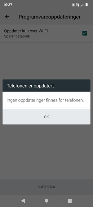 Hvis telefonen din er oppdatert, velg OK