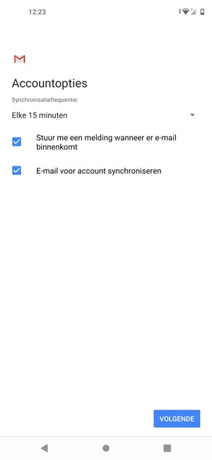 Selecteer VOLGENDE