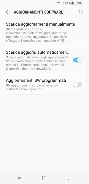 Seleziona Scarica aggiornamenti manualmente