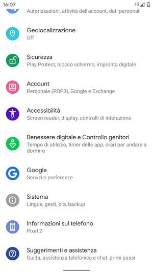 Scorri e seleziona Sistema