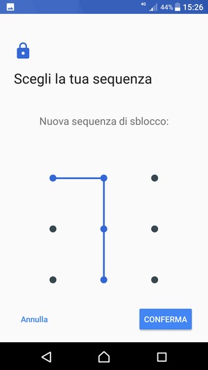 Disegna nuovamente la sequenza di sblocco e seleziona CONFERMA
