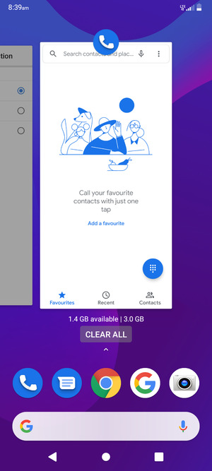 Select CLEAR ALL to close running apps