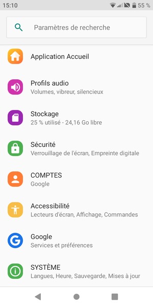 Sélectionnez Sécurité