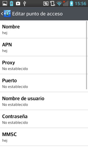 Introduzca la información de MMS