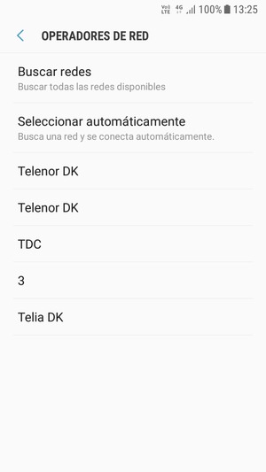 Seleccione un operador de red de la lista
