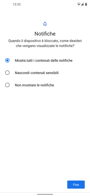 Seleziona la tua opzione preferita e poi Fine