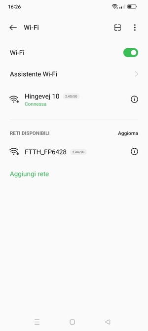 Ora sei connesso alla rete Wi-Fi