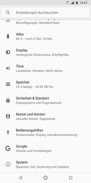 Scrollen Sie und wählen Sie System