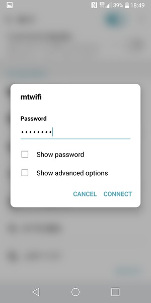 Enter the Wi-Fi password and select CONNECT