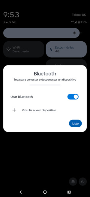 Desactive Usar Bluetooth