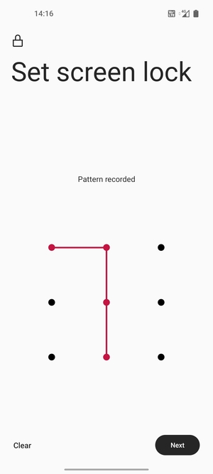 Draw an unlock pattern and select Next