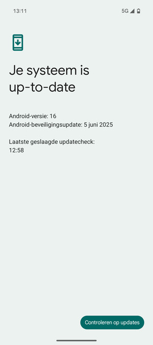 Als uw telefoon up-to-date is, zult u het volgende scherm zien