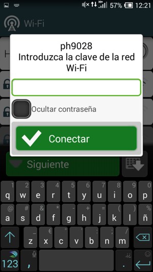 Introduzca la contraseña de Wi-Fi y seleccione Conectar