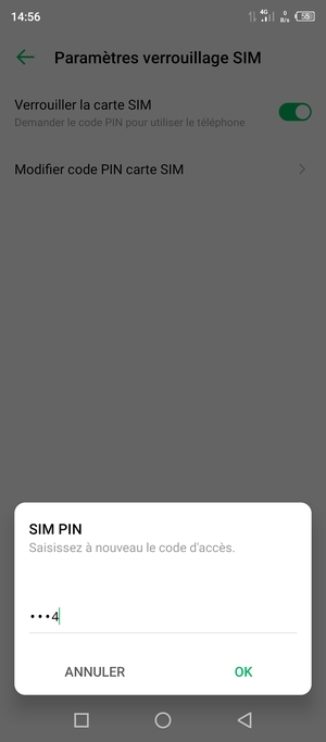Veuillez confirmer votre nouveau code PIN et sélectionner OK