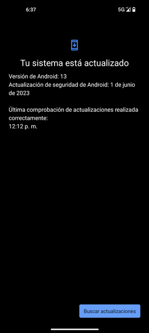 Si su teléfono está actualizado, verá la siguiente pantalla