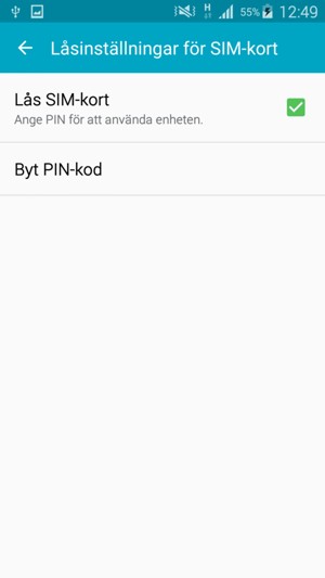 Välj Byt PIN-kod / Ändra PIN för SIM-kort