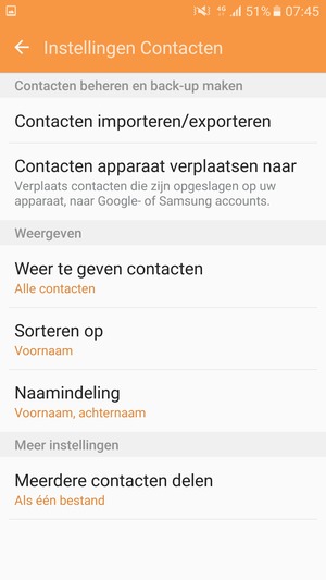 Selecteer Contacten importeren/exporten