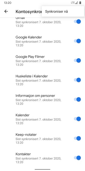 Velg Synkroniser nå