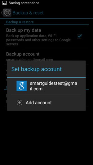 Select your backup account