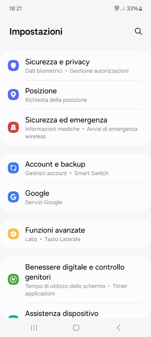 Scorri e seleziona Account e backup