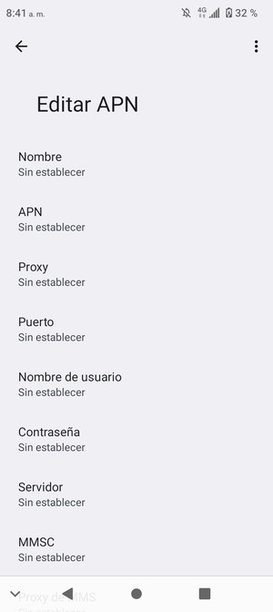 Introduzca la información de Internet