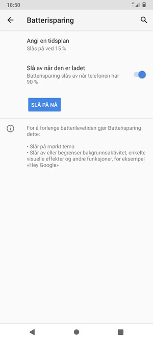 Velg SLÅ PÅ NÅ