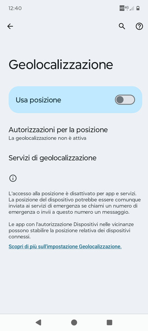 Disattiva Usa posizione
