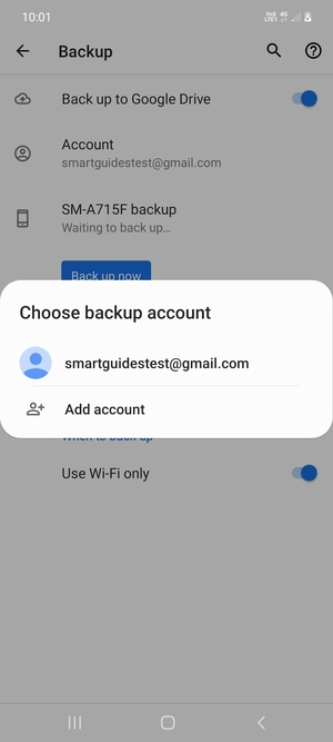 Select your backup account
