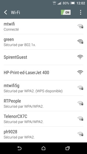 Vous êtes maintenant connecté au réseau Wi-Fi