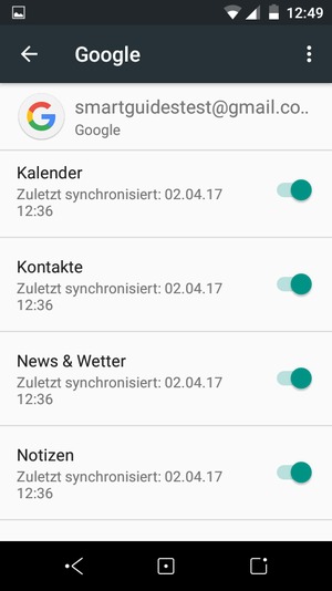 Stellen Sie sicher, dass Kontakte ausgewählt ist