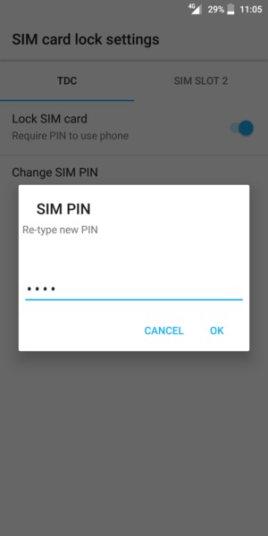 Confirm your new SIM PIN and select OK