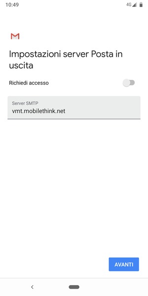 Disattiva Richiedi accesso e seleziona AVANTI