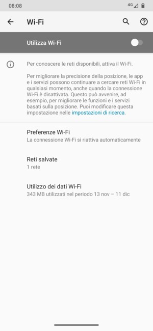 Attiva Utilizza Wi-Fi