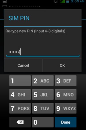 Confirm your new SIM PIN and select OK