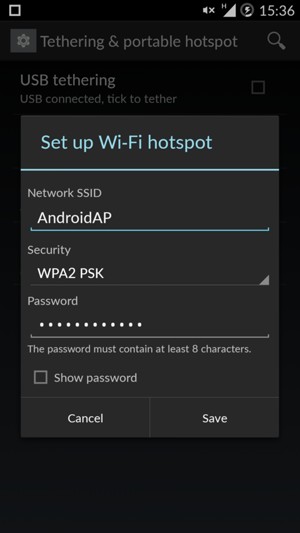 Enter a password of at least 8 characters and select Save