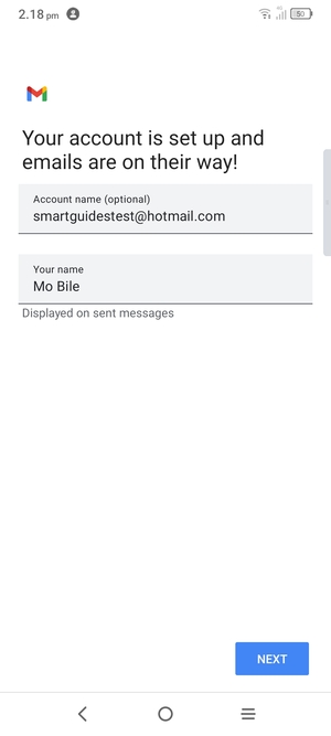 Give your account a name and enter your name. Select NEXT