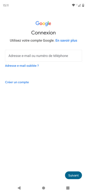 Saisissez votre adresse Gmail et sélectionnez Suivant