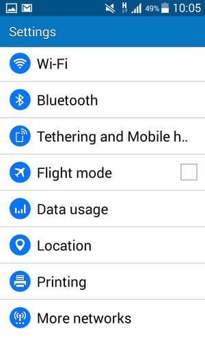 Scroll to and select More networks