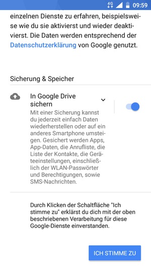 Wählen Sie ICH STIMME ZU