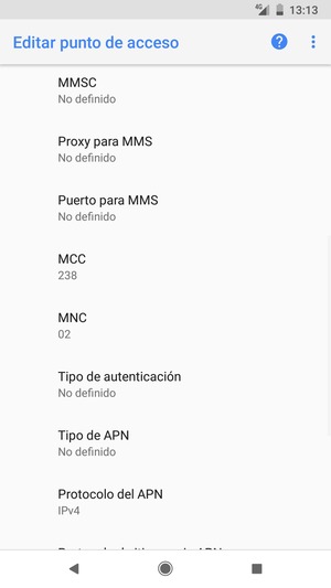 Desplácese hacia abajo e introduzca la información MMS