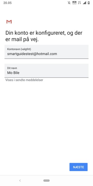 Giv din konto et navn og indtast dit navn. Vælg NÆSTE
