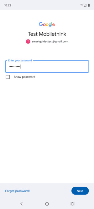 Enter your password and select Next