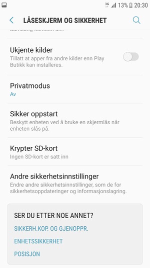 Bla til og velg Andre sikkerhetsinnstillinger