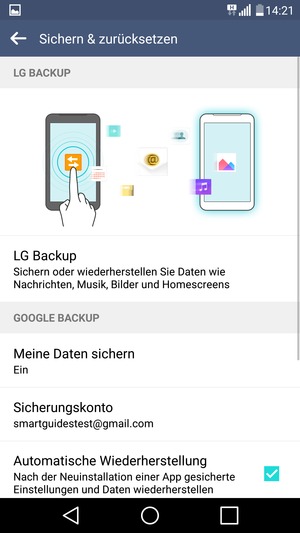 Wählen Sie Sicherungskonto