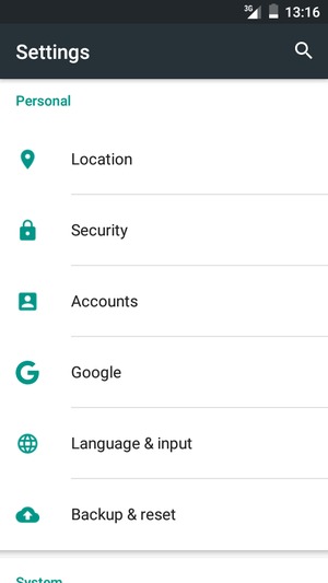 Scroll to and select Security