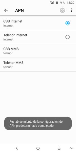 El teléfono se reiniciará con la configuración predeterminada de Internet y MMS