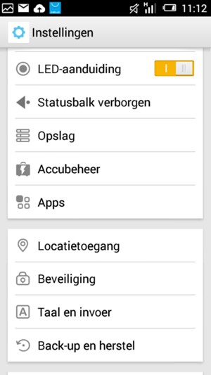 Scroll naar en selecteer Accubeheer