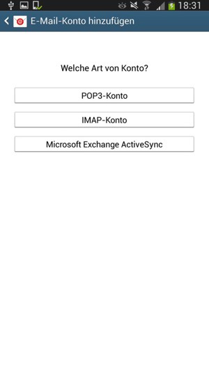 Wählen Sie Microsoft Exchange ActiveSync