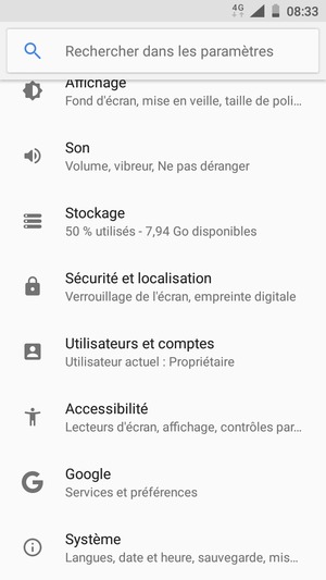 Faites défiler et sélectionnez Sécurité et localisation